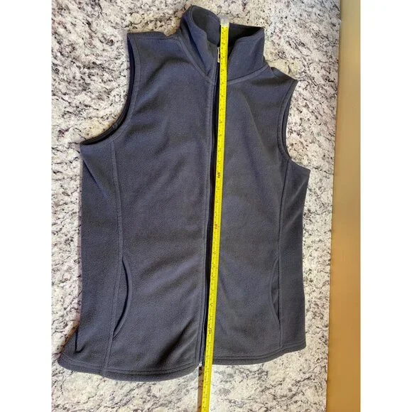 Fresh Womens Gray Fleece Vest Small  Full-Zip Pockets Athletic - Picture 6 of 10